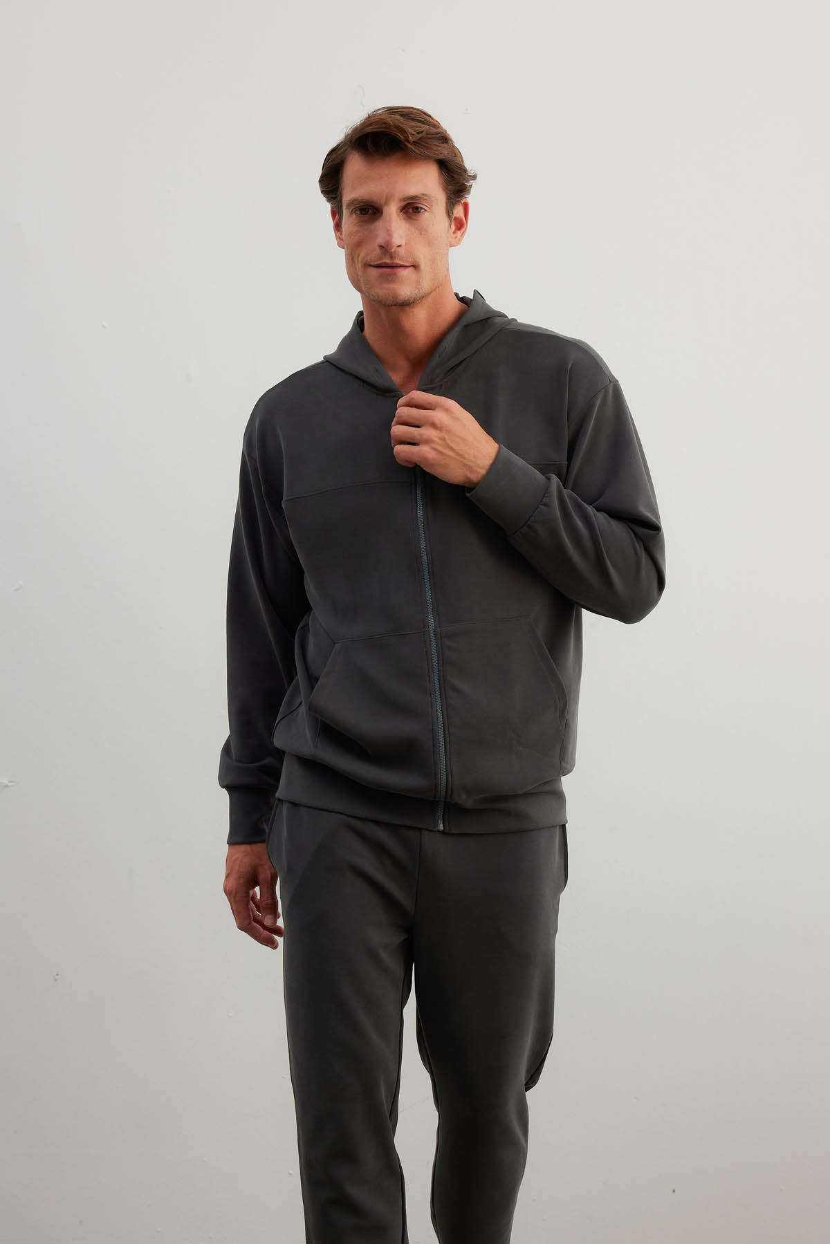 Erkek Soft Touch Fermuarlı Sweatshirt Pantolon Takım