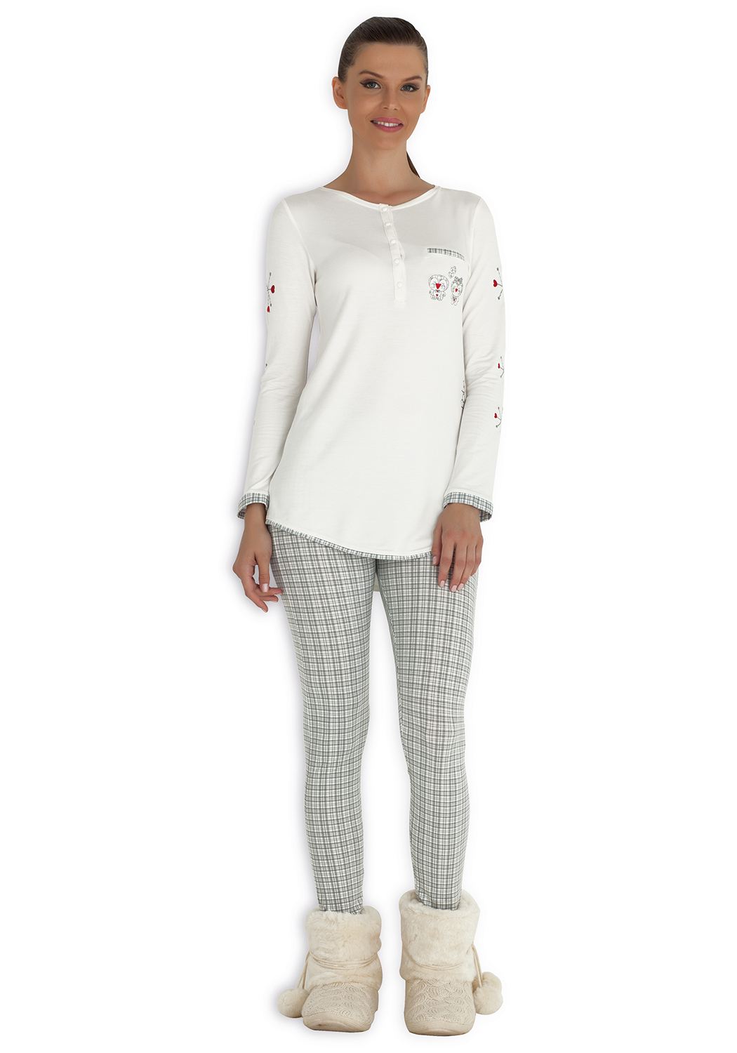 Hays Pingi Penye Bayan Taytlı Pijama Takımı Pijama, Gecelik, İç giyim