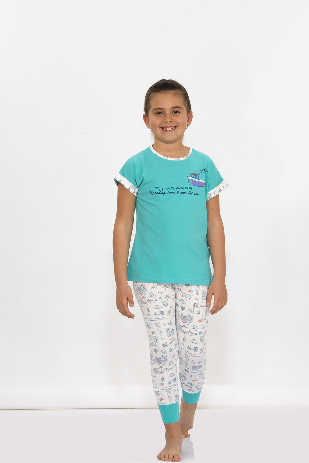 Hays Riviera Kız Çocuk Penye Kısa Kol Alt Uzun Pijama Takımı