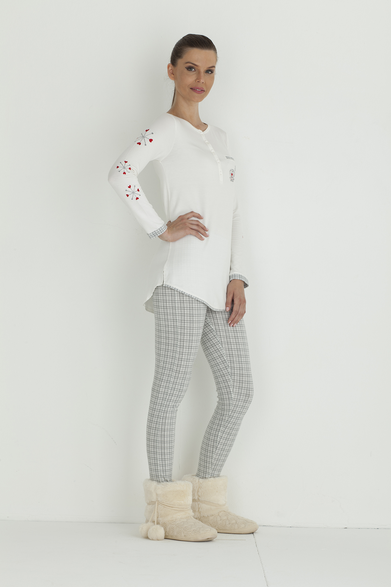 Hays Pingi Penye Bayan Taytlı Pijama Takımı Pijama, Gecelik, İç giyim