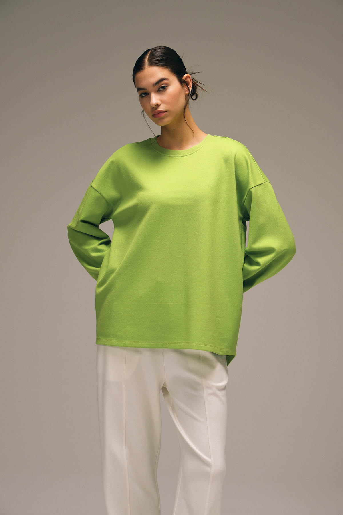 Kadın Viscose Örme Oversize Sweatshirt