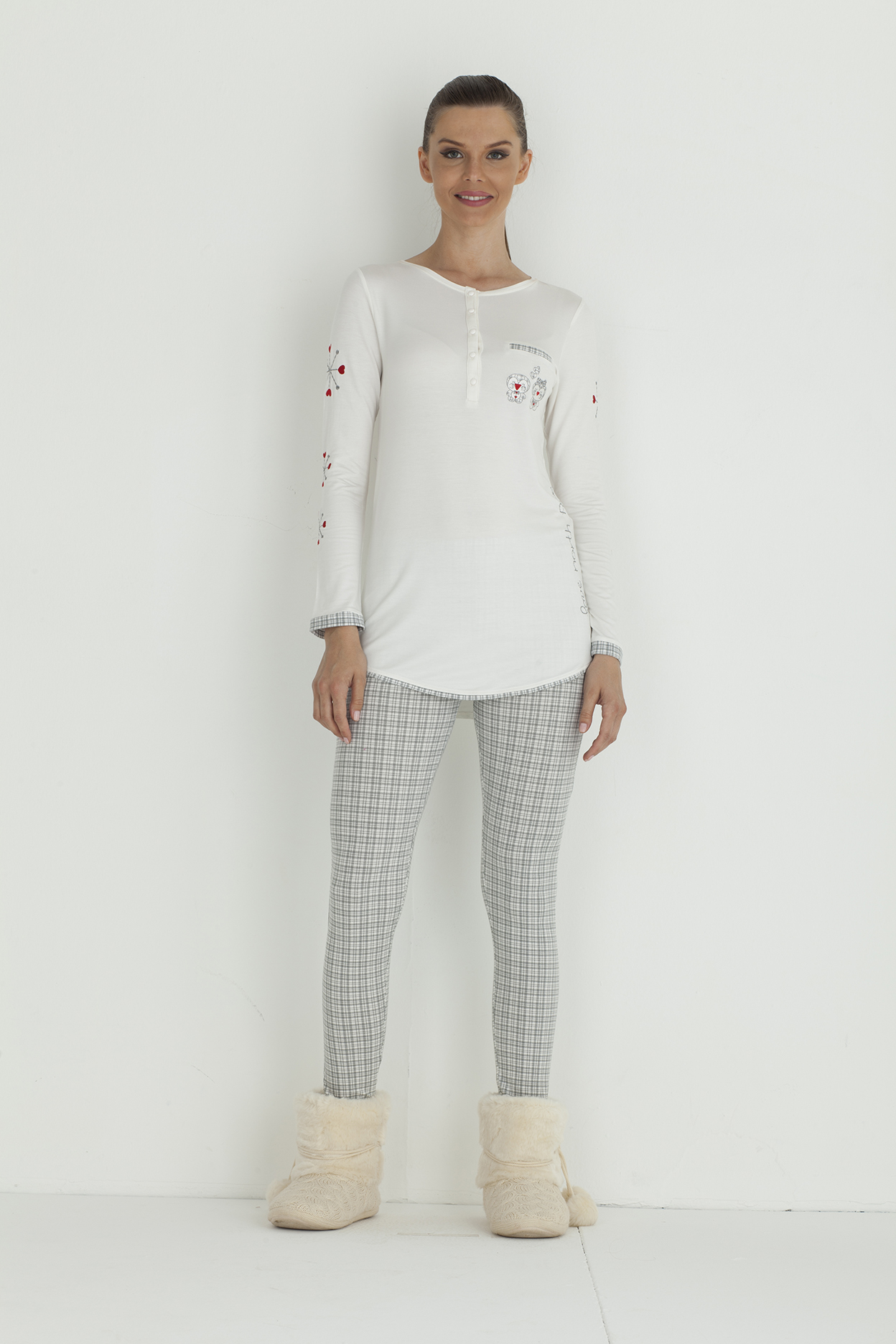 Hays Pingi Penye Bayan Taytlı Pijama Takımı Pijama, Gecelik, İç giyim